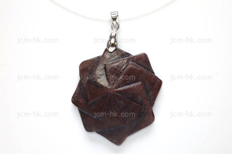 35X40mm Wood Carved Designer Bead Pendant [z1554]