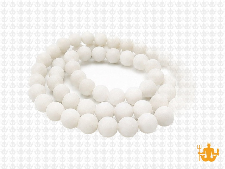 6mm Matte White Quartz Round Beads 15.5" [6a76m]