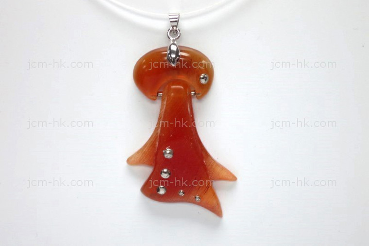 35X48mm Amber Horn Carved Designer Bead Pendant With 925 Silver Setting [z1612]