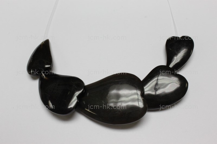30X110mm Buffalo Horn Heart Designer Bead Fully Drill 5pcs. [z1764]