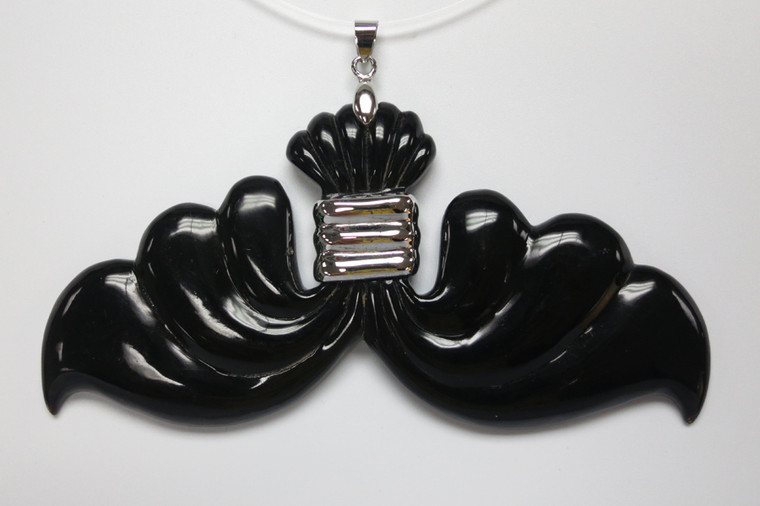 110X50mm Buffalo Horn Designer Bead Pendant With 925 Silver Setting [z1782]