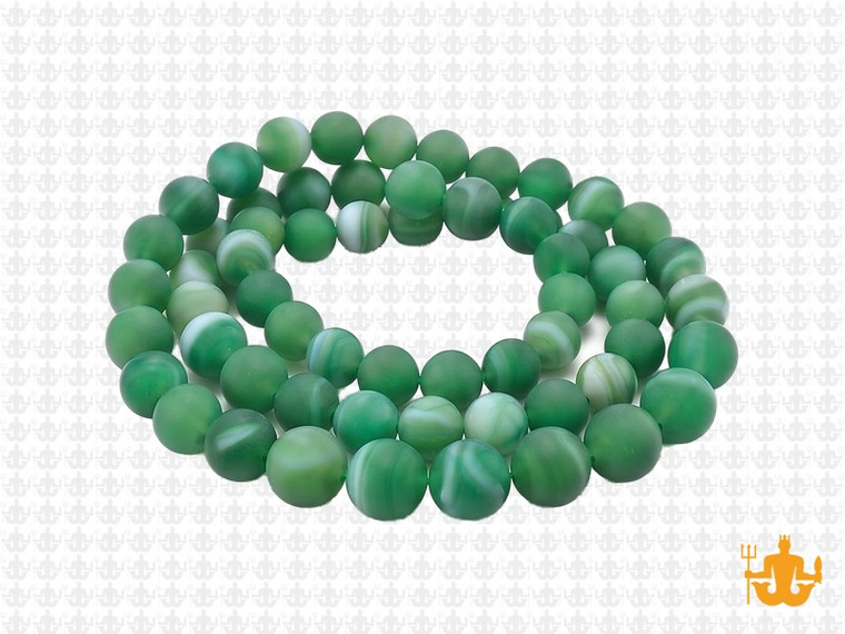6mm Matte Green Banded Agate Round Beads 15.5" dyed [6f23m]