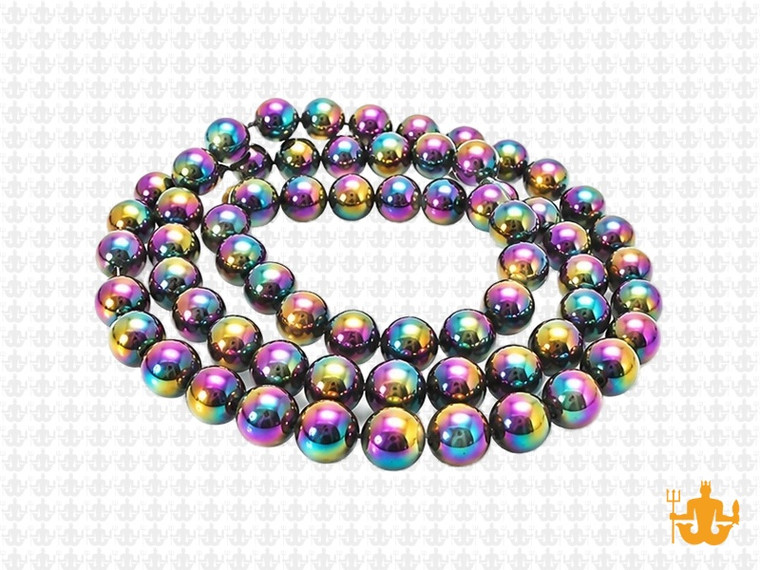 6mm Hematite Rainbow Round Beads 15.5" synthetic [6a21r]