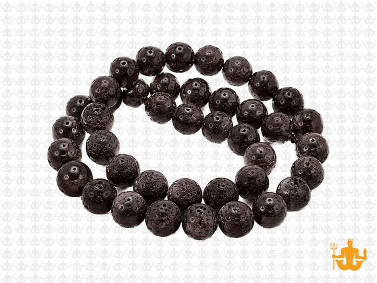 8mm Volcano Black Lava Round Beads 15.5" natural [8d50]