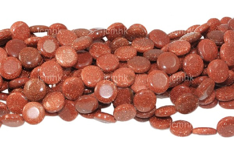 12mm Goldstone Coin Beads 15.5" synthetic [s4b96-12]