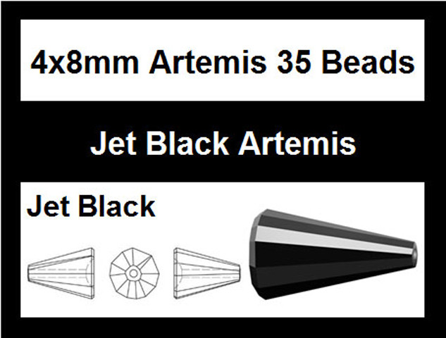 4x8mm Jet Artemis Beads 35 Beads [uc101]