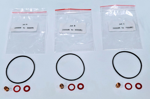 High Altitude Carburetor Jet Kit 224CC
#A= 2K to 3K
#B= 3K to 6K
#C= 6K to 7K