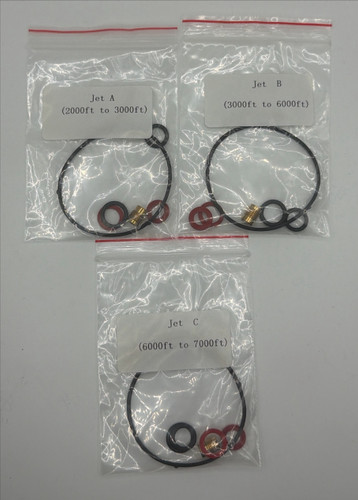 High Altitude Carburetor kit for all 5300 model units

Kit will include Jets A,B & C
Kit contains 3 jets
#A= 2K to 3K
#B= 3K to 6K
#C= 6K to 7K

