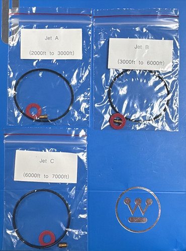 High Altitude Kits 
Fuel Cup Seal 
Jet A (2000ft to 3000ft) 
Jet B (3000ft to 6000ft) 
Jet C (6000ft to 7000ft) 
Bolt Seal