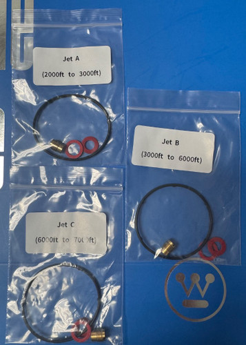 High Altitude Kit 
(4.8mm)
Jet A (2000ft to 3000ft)
Jet B (3000ft to 6000ft)
Jet C (6000ft to 7000ft)
Bolt Seal