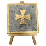 Gray & Gold Leaf Maltese Cross
