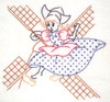 Aunt Martha’s #3597 Dutch Girl Days of the Week iron-on embroidery transfer pattern with vintage tea towel designs.