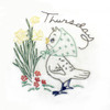 Aunt Martha’s Birds of a Feather embroidery transfer pattern featuring seven vintage-style birds doing daily chores for days of the week designs.