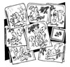 Aunt Martha’s #3750 New Squirrel iron-on embroidery transfer pattern featuring 7 days of the week designs with a squirrel doing household chores