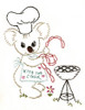 Aunt Martha’s® #3829 Koala Bear Tea Towels iron-on embroidery transfer pattern featuring seven vintage Days of the Week designs of a happy koala doing household chores