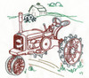 Aunt Martha's Hand Stitch Iron-on Embroidery Transfer Pattern #3940 Tractors for Quilt Blocks or Tea Towels