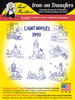 Aunt Martha's Hand Stitch Iron-on Embroidery Transfer Pattern #3993 Lighthouses. Designs for Quilt Blocks or Tea Towels