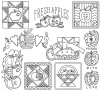 Aunt Martha's Hand Stitch Iron-on Embroidery Transfer Pattern #4030 Patchwork Apples. Designs for Quilt Blocks or Tea Towels.