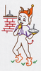 Seven vintage Days of the Week Gremlin embroidery designs depicting mischievous household spirits disrupting washing, ironing, mending, shopping, cleaning, baking, and resting.