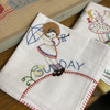 Iron-on Hand Embroidery Transfer Pattern Aunt Martha's® #9470 Penelope Tea Towels - Sunday