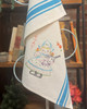 Vogart® Hand Stitch Iron-on Embroidery Transfer Pattern #672 Dutch Treat stitched onto Aunt Martha's® retro bold striped kitchen towels.