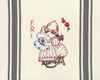 Vogart® Hand Stitch Iron-on Embroidery Transfer Pattern #672 Dutch Treat stitched onto Aunt Martha's® retro bold striped kitchen towels.