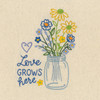 Aunt Martha's® #4044 Wildflowers Iron-on Hand Stitch Embroidery Transfer Pattern - Love Grows Here.