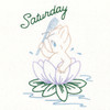 Close-up of a whimsical folklore Pixie household helper from Aunt Martha's® #699 Clever Pixie Motifs vintage hand embroidery transfer pattern.