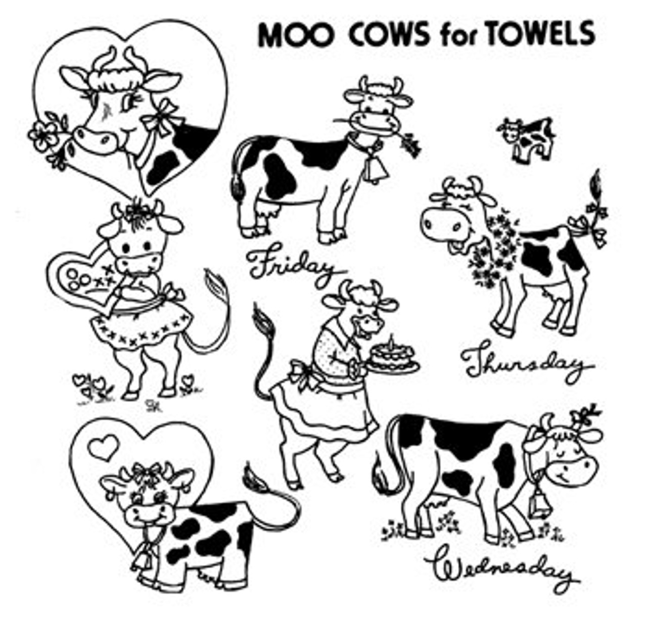 Aunt Martha's #3844 Moo Cows for Towels - Colonial Patterns, Inc.