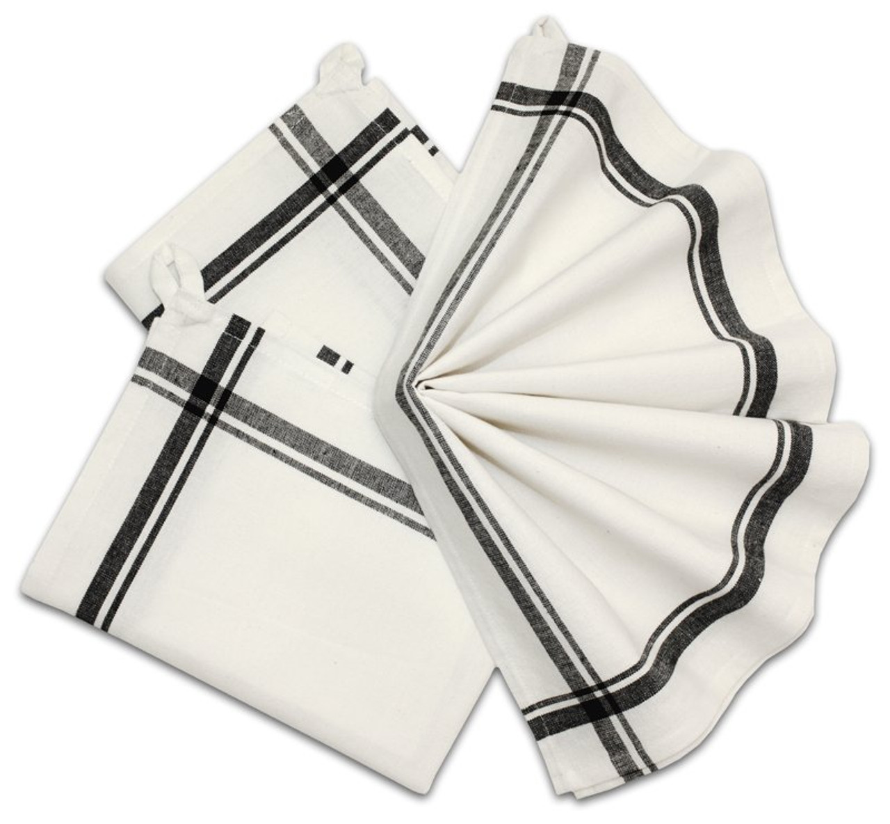 Kitchen Towels- Black & White Stripes