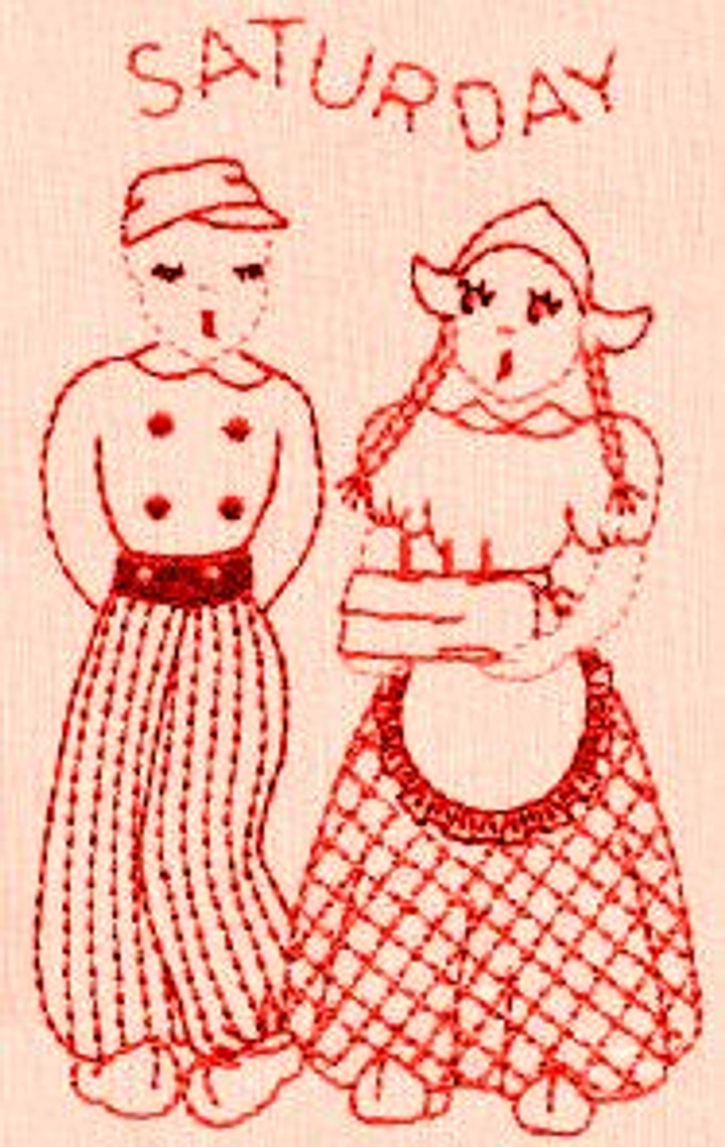 Aunt Martha's #3966 Dutch Boy & Girl Redwork (Machine