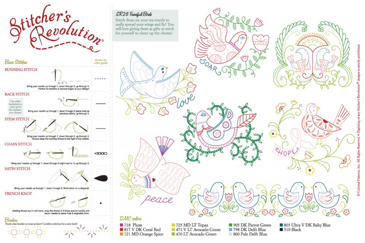 Stitchers Revolution Clearance, FANCIFUL BIRDS SR26 Embroidery