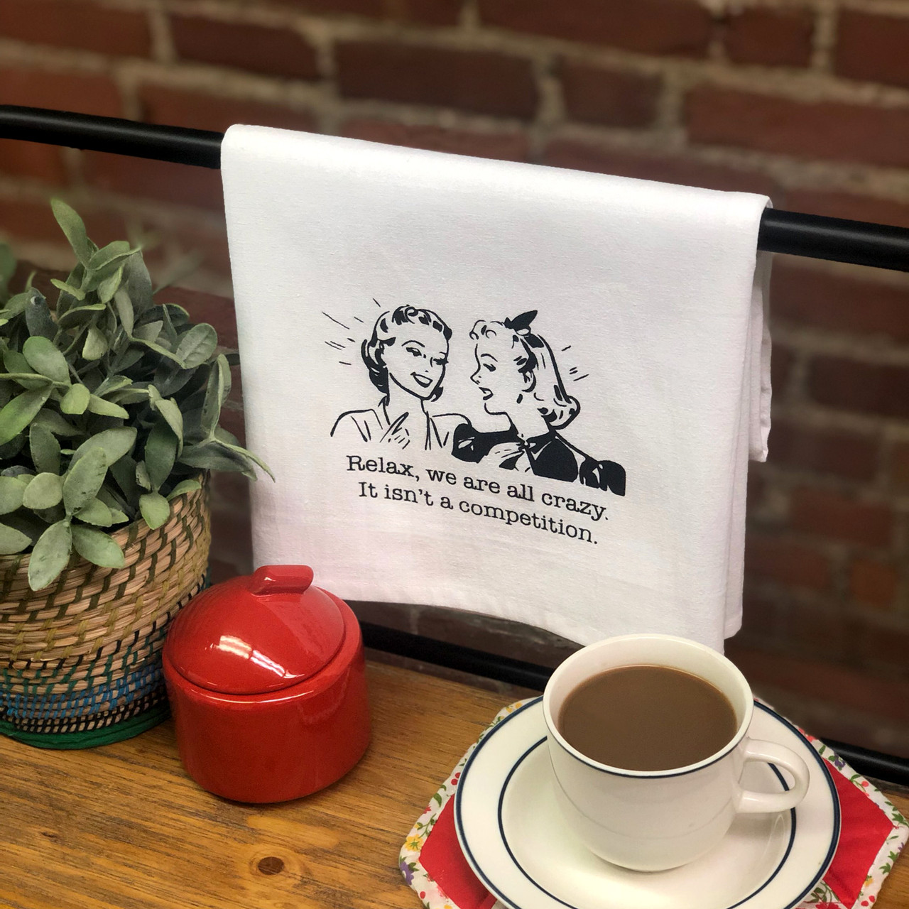 Aunt Martha's Dirty Laundry Silkscreen Flour Sack Dishtowel - Aunt
