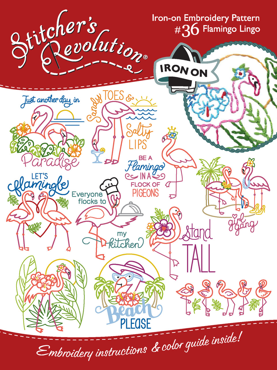 Stitcher's Revolution® Embroidery Transfer Pattern #SR36 Flamingo