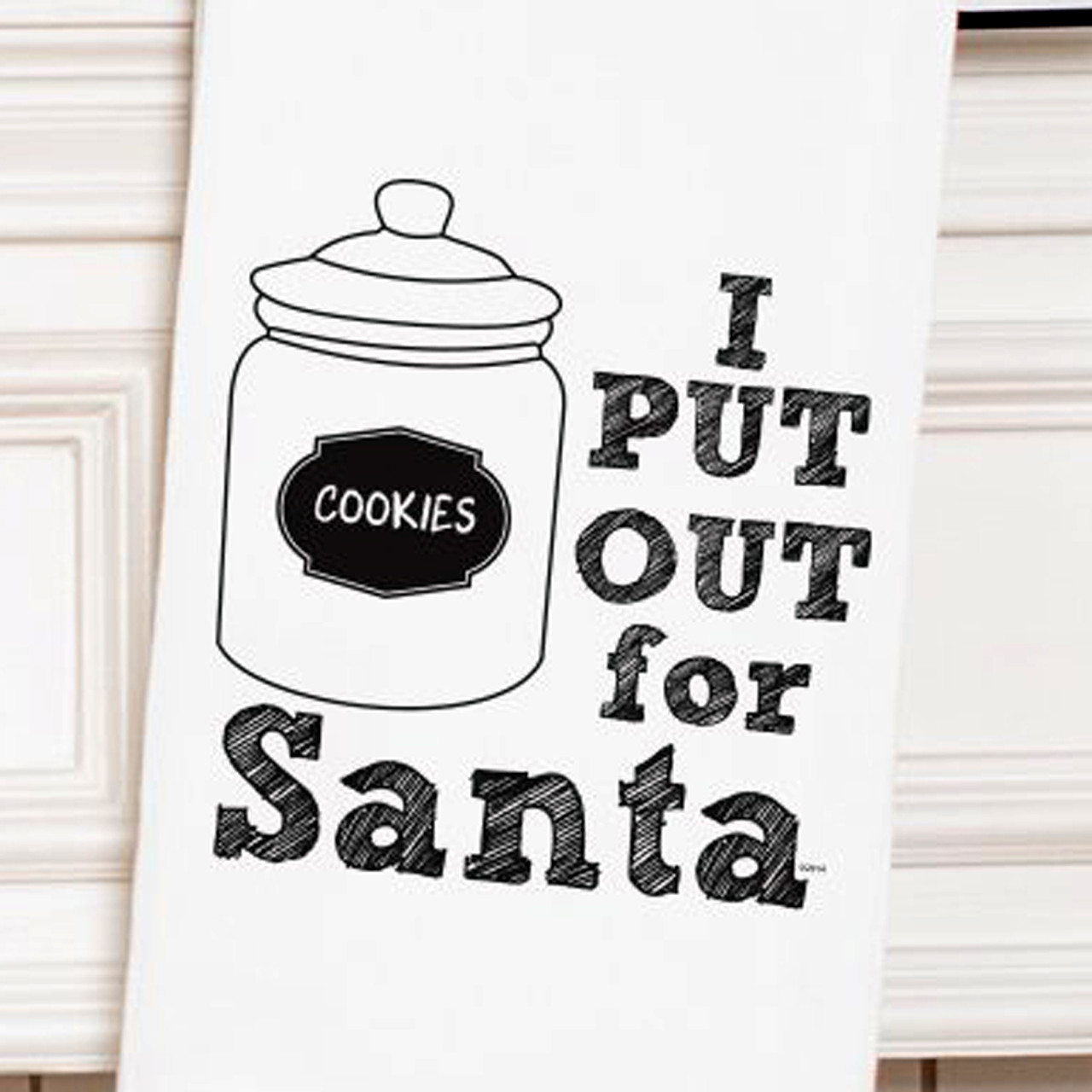 Merry Christmas Black Flour Sack Towel