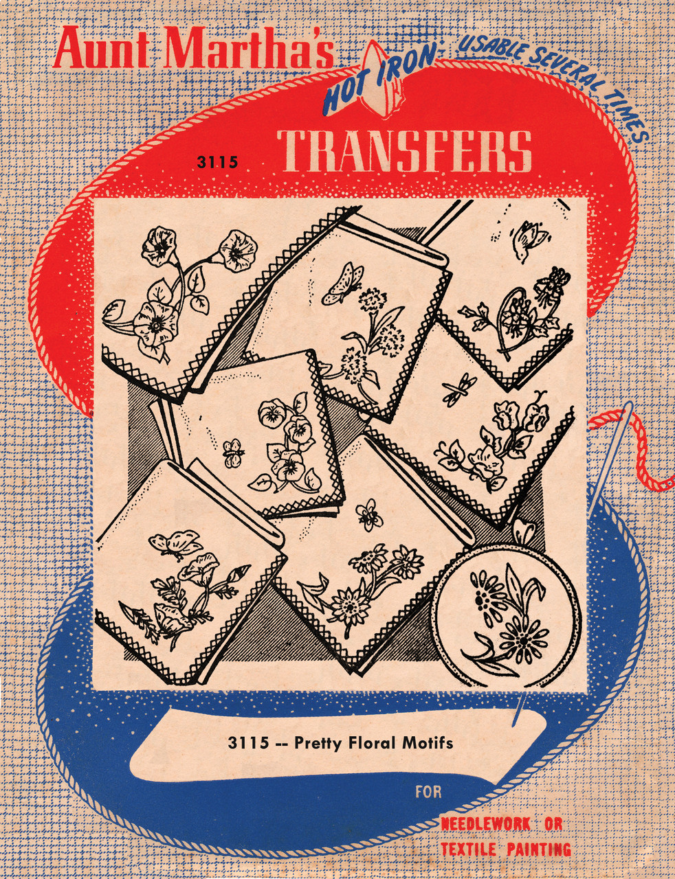 Aunt Martha's Iron On Transfer Patterns for Stitching, Embroidery, Fabric  Paint