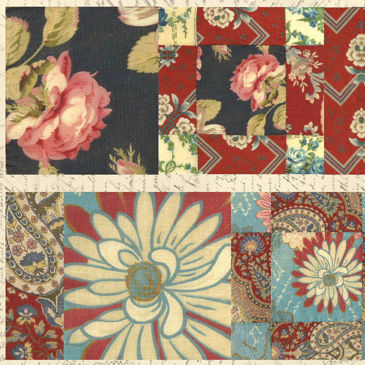 Treasured Threadz™ Patchwork Fabric Panel - Roses & Daises - Colonial  Patterns, Inc.