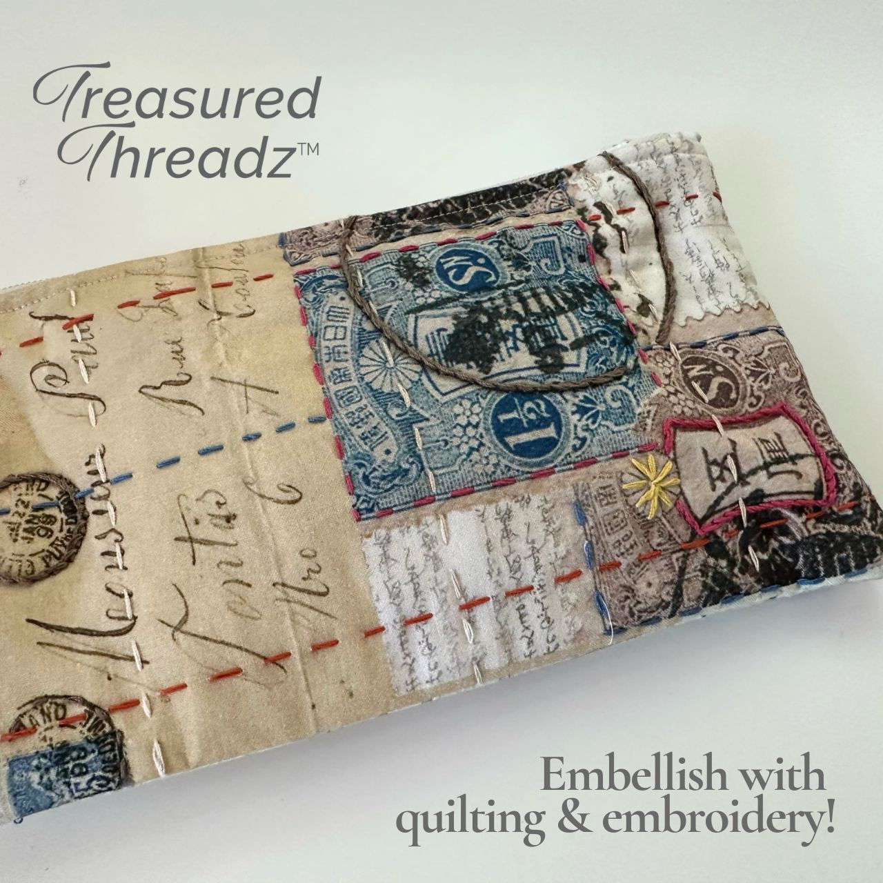 Treasured Threadz™ Quilt Block Fabric Panel - Postage Stamp Retro