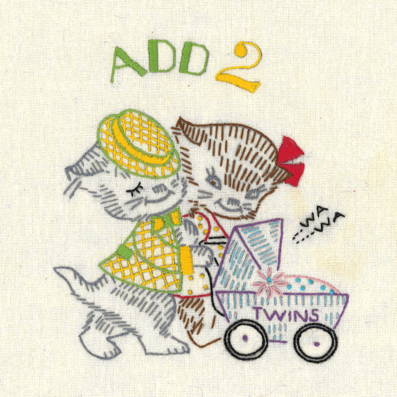 Kitten with Knitting Embroidery Kit - Mildred & Dildred