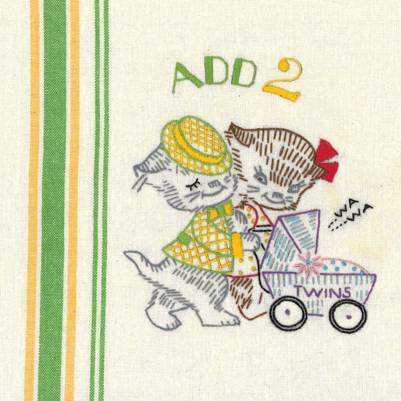 Cross Stitch Kitten Embroidery Iron-On Transfer Pattern