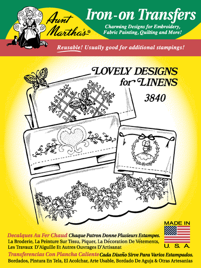 Aunt Martha's Embroidery Transfer Pattern #3840 Lovely Designs for Linens 