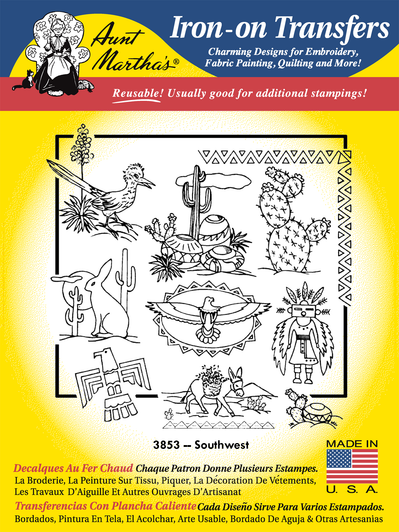 Aunt Martha's® Iron-on Hand Embroidery Transfer Pattern #3853 Southwest