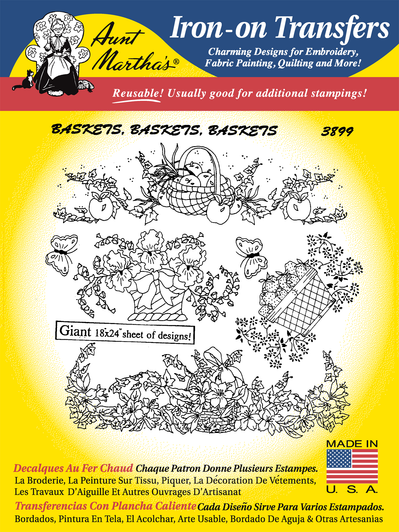 Aunt Martha's® Iron-on Hand Embroidery Transfer Pattern #3899 Baskets