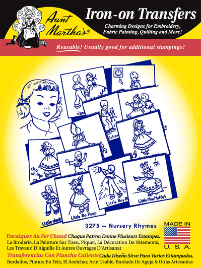 Aunt Martha's® Iron-on Hand Stitch Embroidery Transfer Pattern #3275 Nursery Rhymes (RETAIL FRONT)