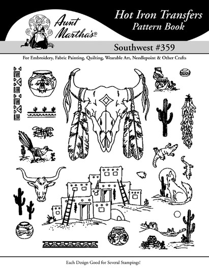 Aunt Martha's® Hot Iron Embroidery Transfer Pattern #359 Southwest Aunt Martha's® Hot Iron Embroidery Transfer Pattern #359 Southwest