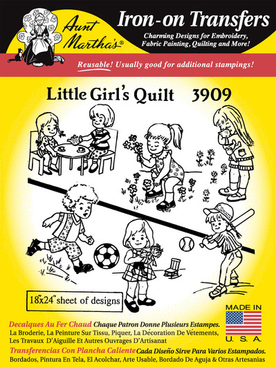 Aunt Martha's Embroidery Transfer Pattern #3909 Little Girl's Quilt