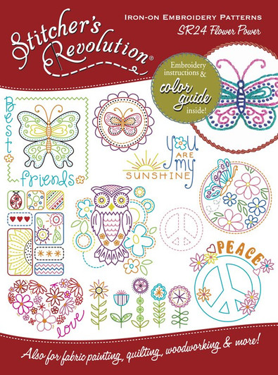 Stitcher's Revolution® # SR24 Flower Power Iron-on Embroidery Transfer Pattern.