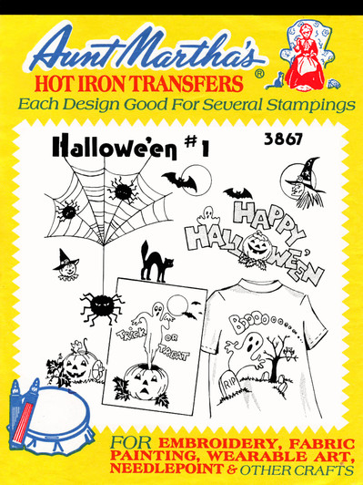Aunt Martha's Embroidery Transfer Pattern #3867 Halloween #1 Aunt Martha's Embroidery Transfer Pattern #3867 Halloween #1