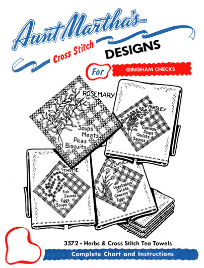 Aunt Martha's #3572 Herbs & Cross Stitch Embroidery Transfer Pattern Aunt Martha's #3572 Herbs & Cross Stitch Embroidery Transfer Pattern