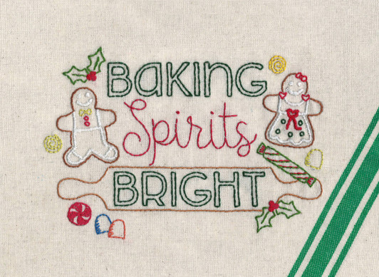 Aunt Martha's Hand Embroidery Iron-on Transfer Pattern - Baking Spirits Bright